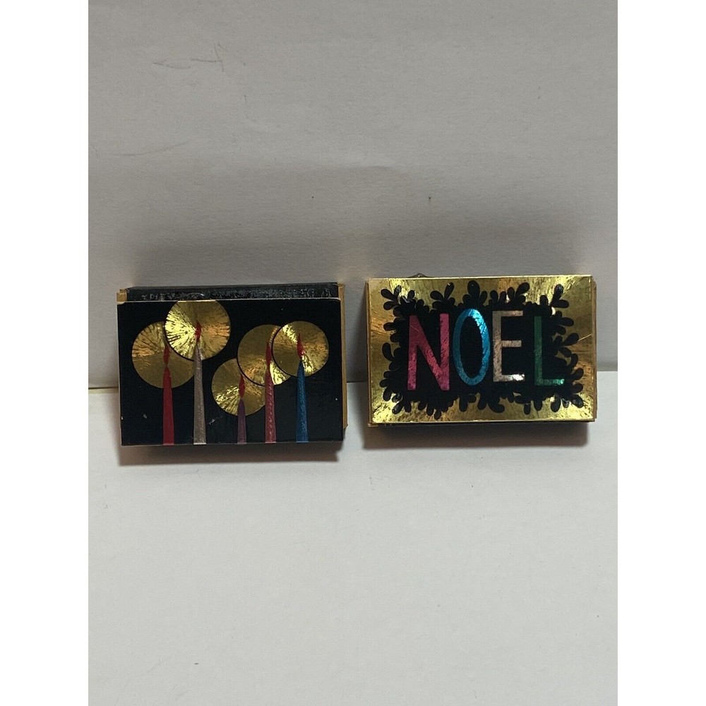 Lot of 2 Vintage 50s MCM Christmas Candles Noel Matchbook Match Makers Italy